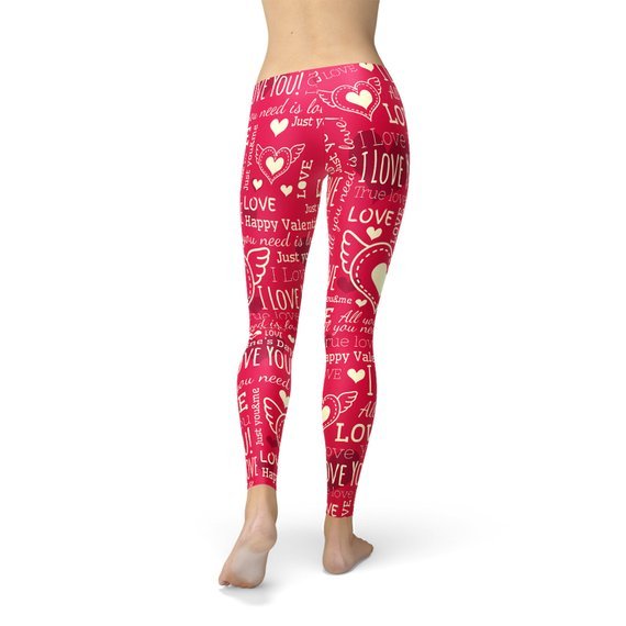 Love Hearts Red Leggings - Anna's Shop