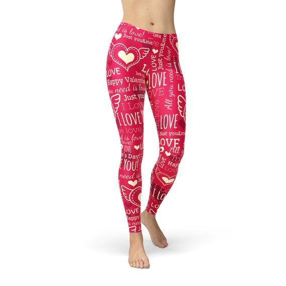 Love Hearts Red Leggings - Anna's Shop