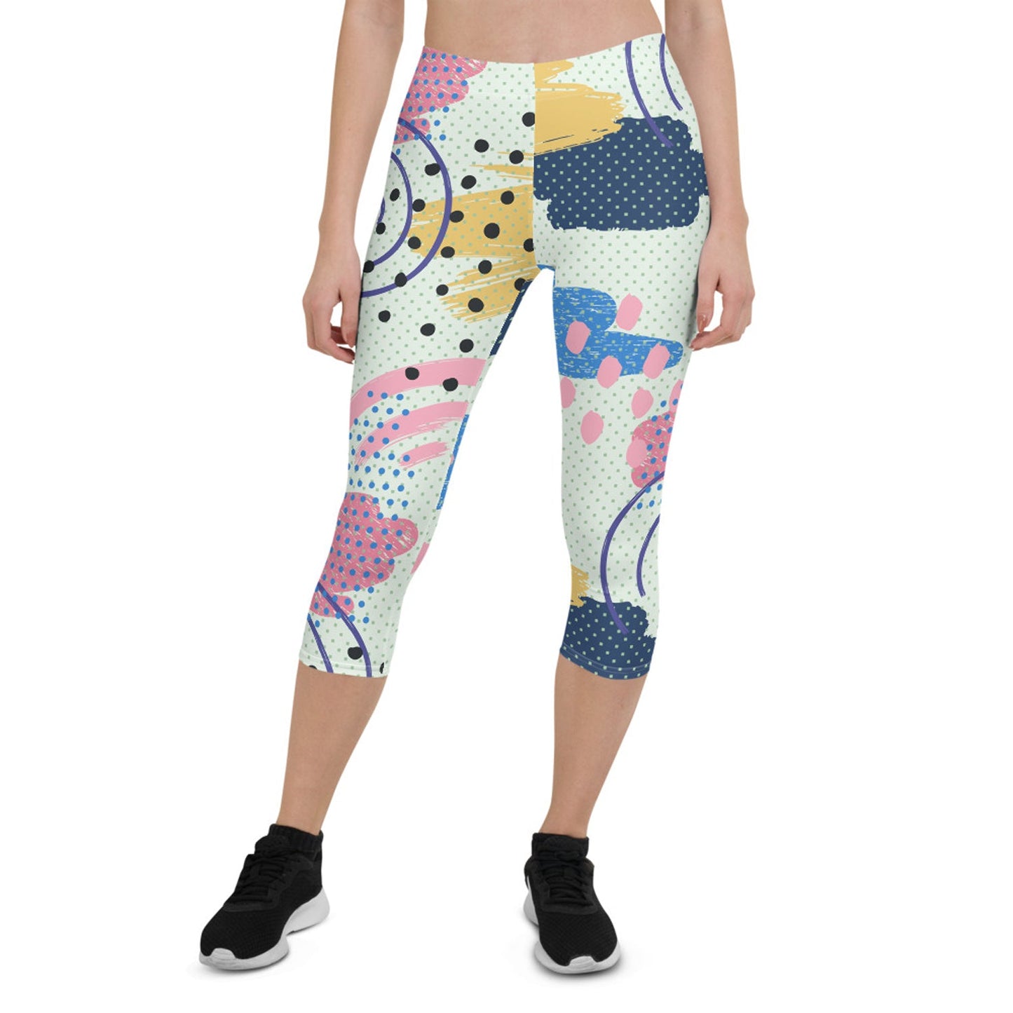 Memphis Pattern Capri Leggings for Women - Anna's Shop