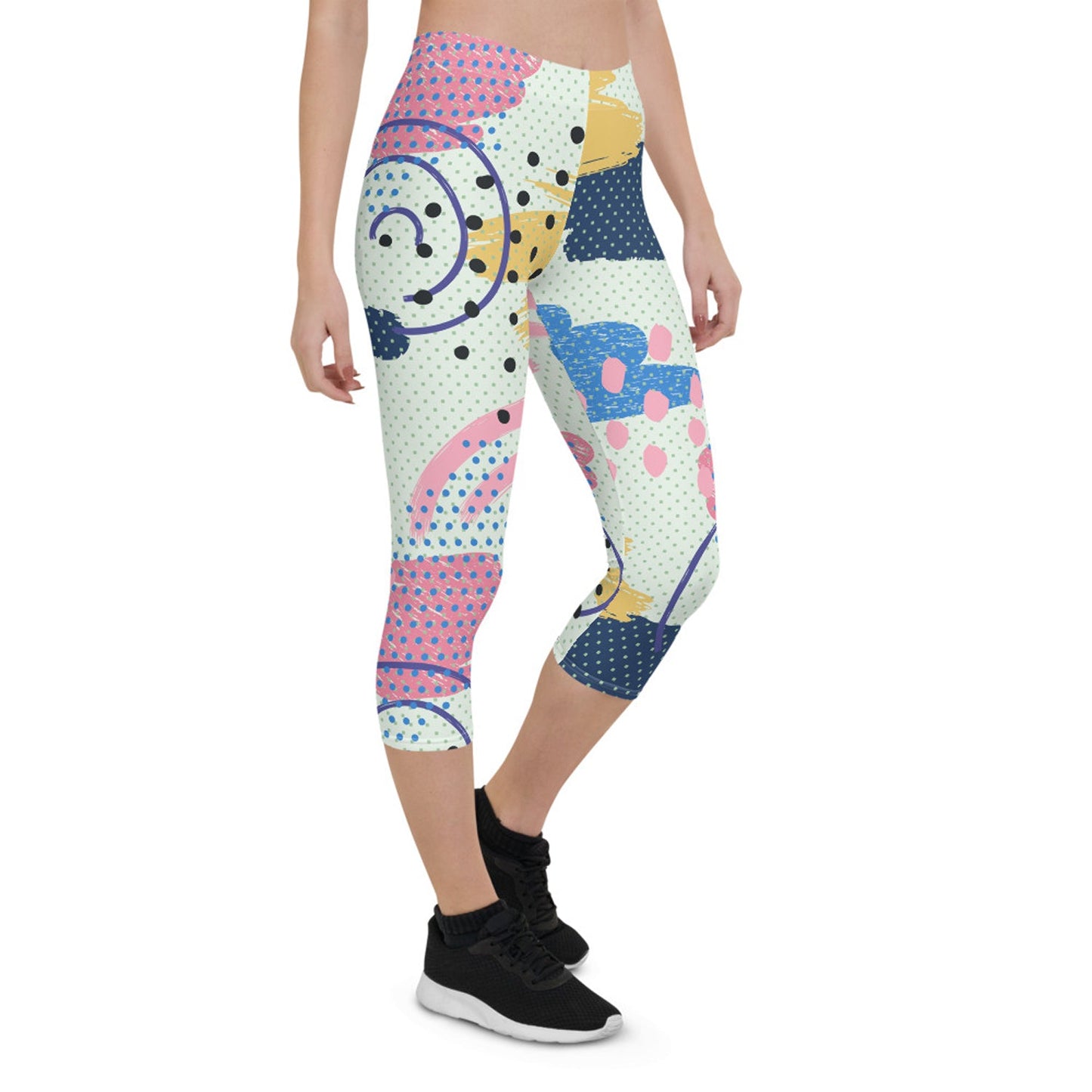 Memphis Pattern Capri Leggings for Women - Anna's Shop