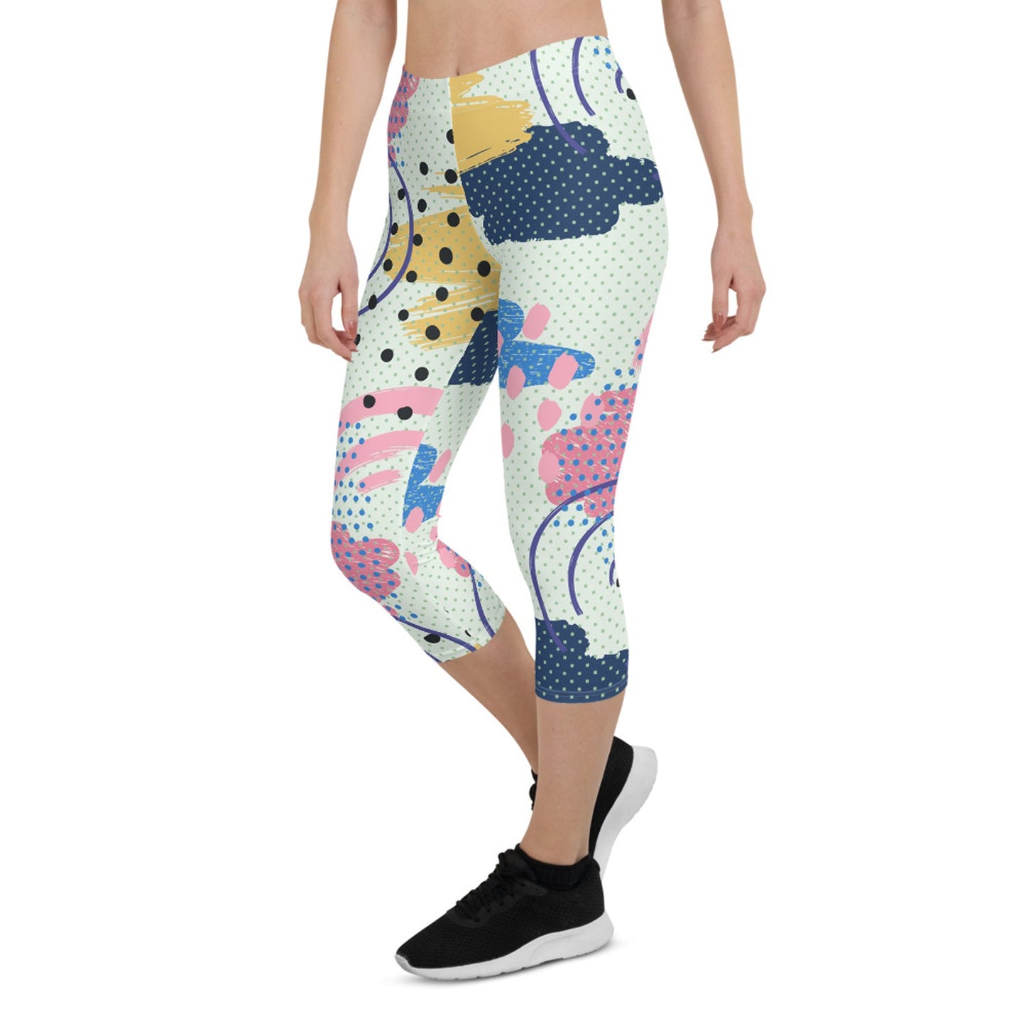 Memphis Pattern Capri Leggings for Women - Anna's Shop