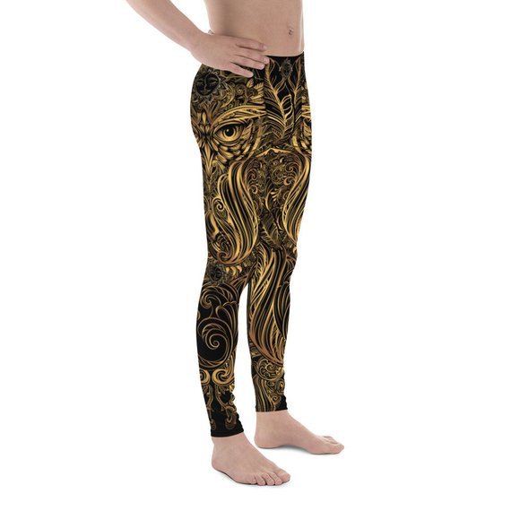 Mens Leggings - Art Deco Steam Punk Owl Design - Anna's Shop