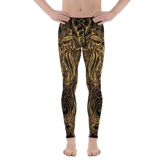 Mens Leggings - Art Deco Steam Punk Owl Design - Anna's Shop