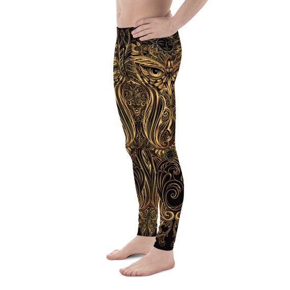 Mens Leggings - Art Deco Steam Punk Owl Design - Anna's Shop