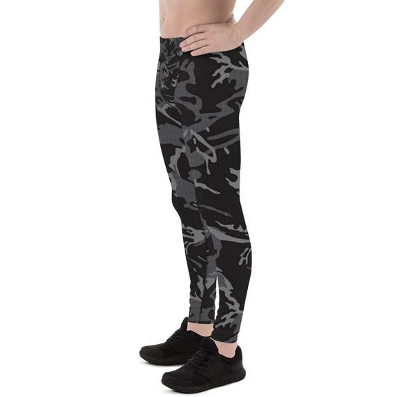 Mens Leggings - Black Camo Leggings - Anna's Shop