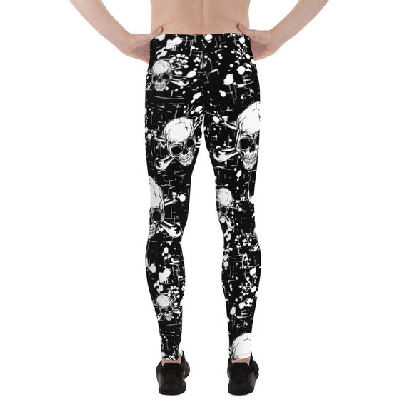 Mens Leggings - Black Skull Leggings - Anna's Shop