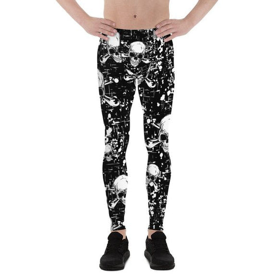 Mens Leggings - Black Skull Leggings - Anna's Shop