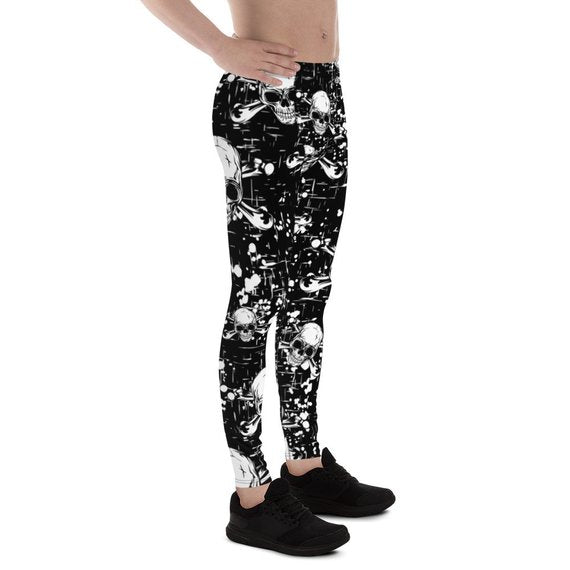 Mens Leggings - Black Skull Leggings - Anna's Shop