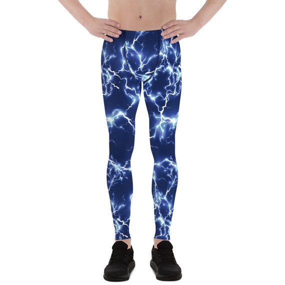 Mens Leggings - Blue Thunder Lightning Leggings - Anna's Shop