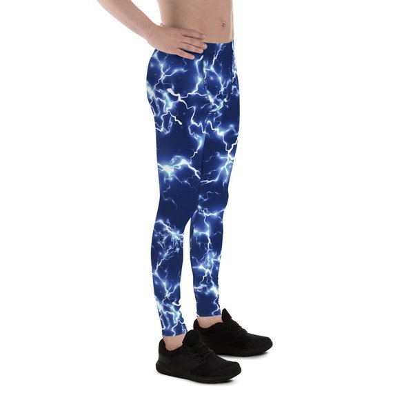 Mens Leggings - Blue Thunder Lightning Leggings - Anna's Shop