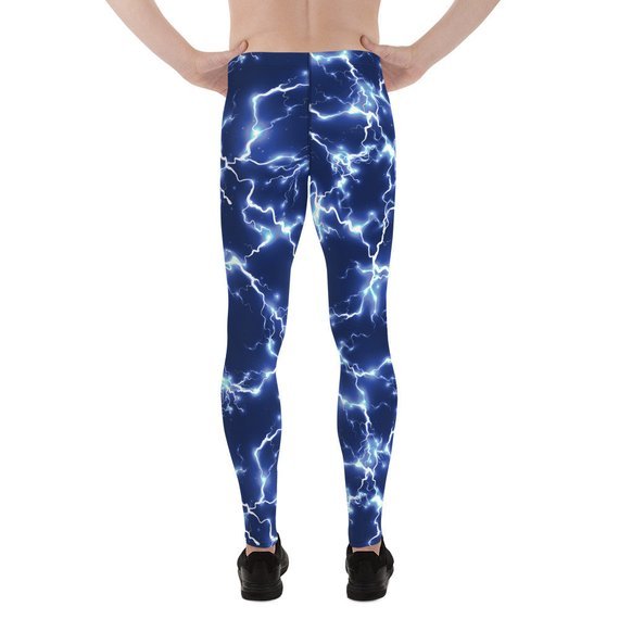 Mens Leggings - Blue Thunder Lightning Leggings - Anna's Shop