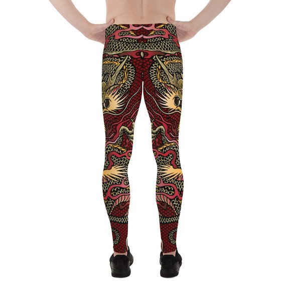 Mens Leggings - Red Dragon Leggings - Anna's Shop