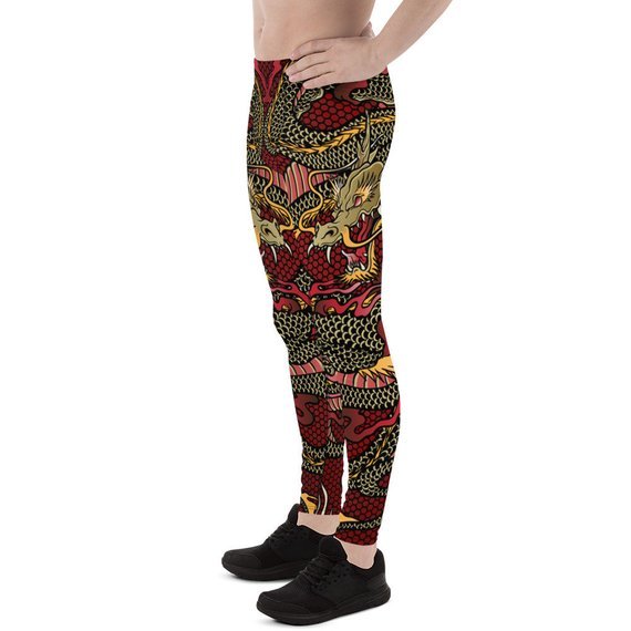 Mens Leggings - Red Dragon Leggings - Anna's Shop