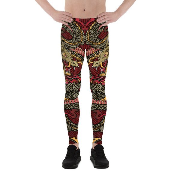 Mens Leggings - Red Dragon Leggings - Anna's Shop