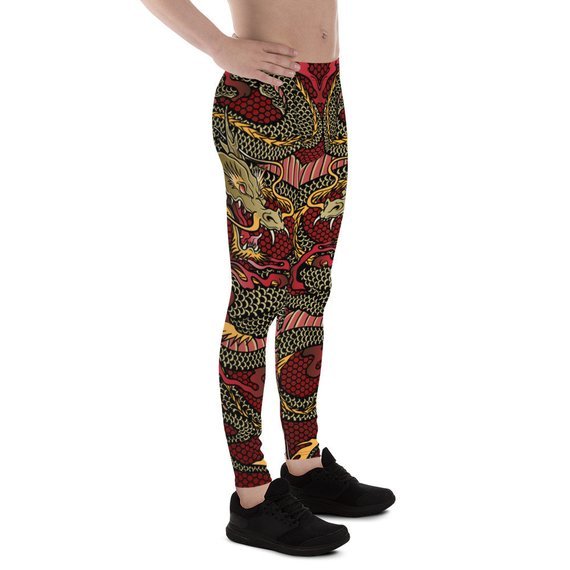 Mens Leggings - Red Dragon Leggings - Anna's Shop