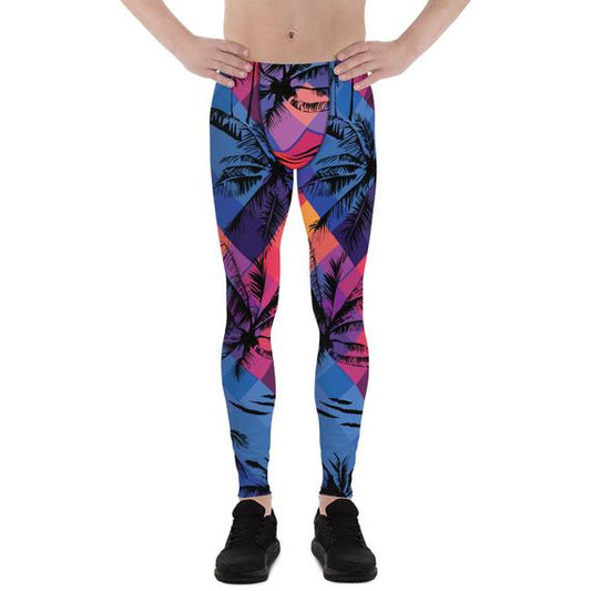 Mens Leggings - Tropical Palm Trees Surf Leggings - Anna's Shop