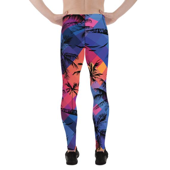 Mens Leggings - Tropical Palm Trees Surf Leggings - Anna's Shop