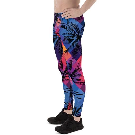 Mens Leggings - Tropical Palm Trees Surf Leggings - Anna's Shop