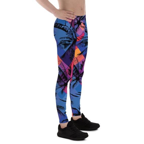 Mens Leggings - Tropical Palm Trees Surf Leggings - Anna's Shop