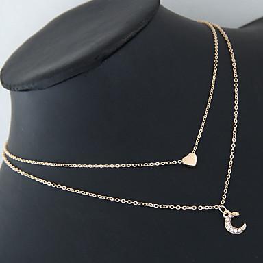 Moon and Heart Two Layer Necklace - Anna's Shop