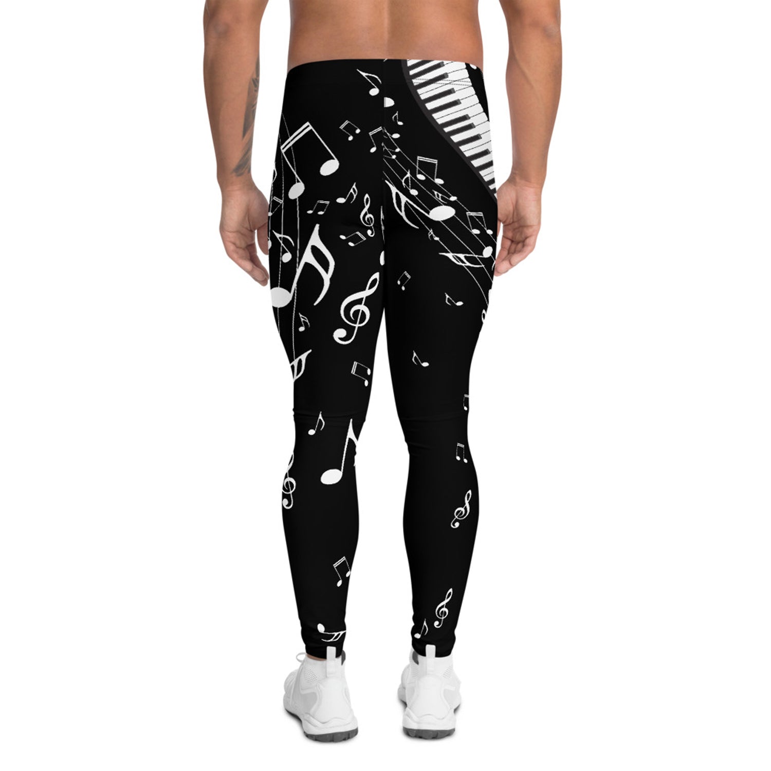 Music Notes Black Leggings for Men - Anna's Shop