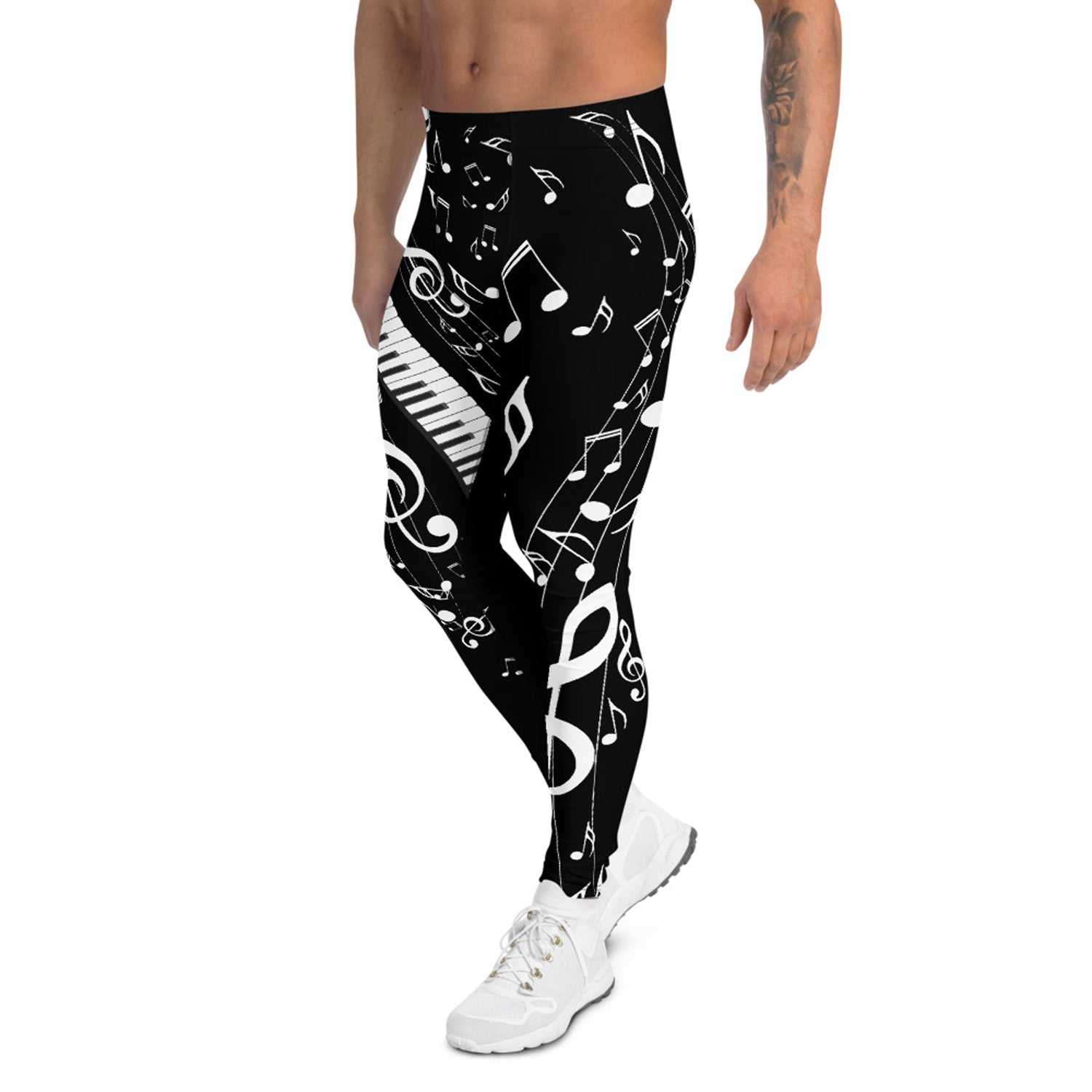 Music Notes Black Leggings for Men - Anna's Shop