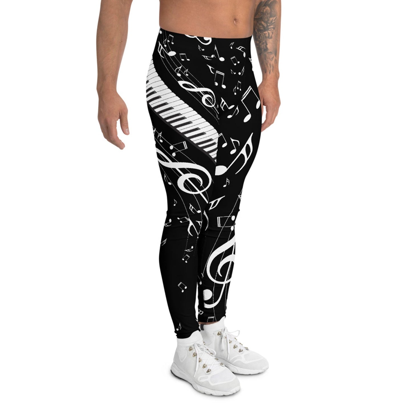 Music Notes Black Leggings for Men - Anna's Shop