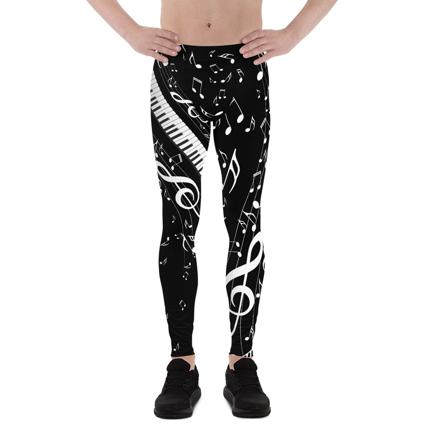 Music Notes Black Leggings for Men - Anna's Shop