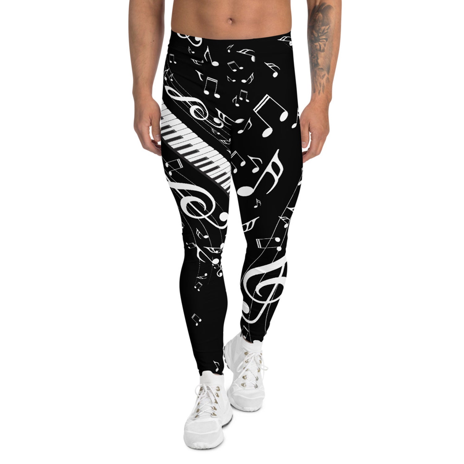 Music Notes Black Leggings for Men - Anna's Shop