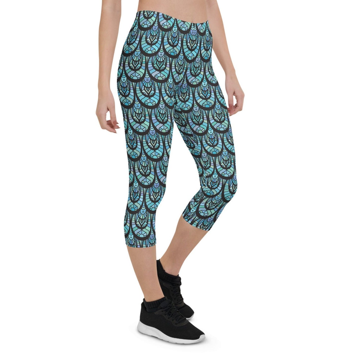 Ocean Mermaid Capri Leggings for Women - Anna's Shop