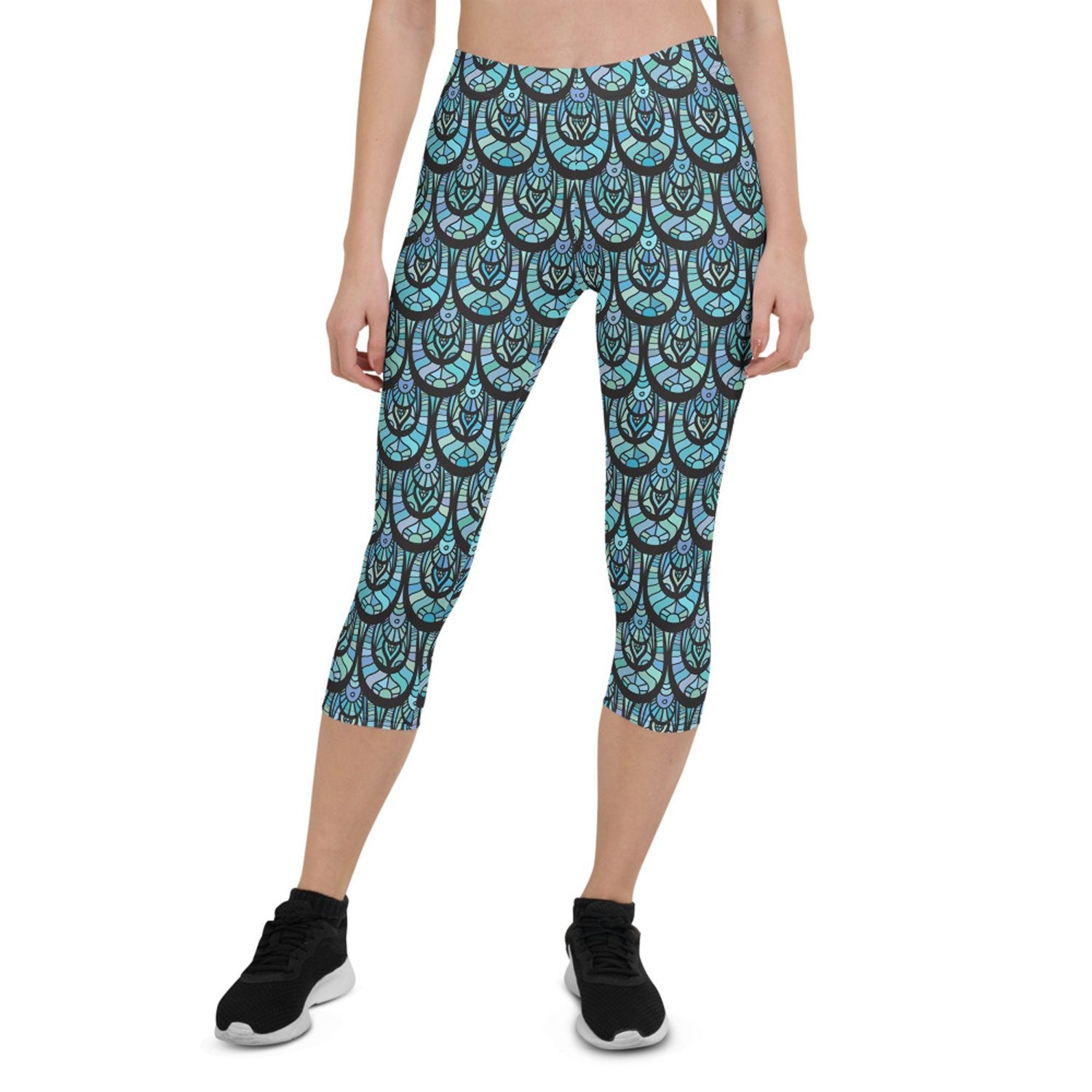 Ocean Mermaid Capri Leggings for Women - Anna's Shop