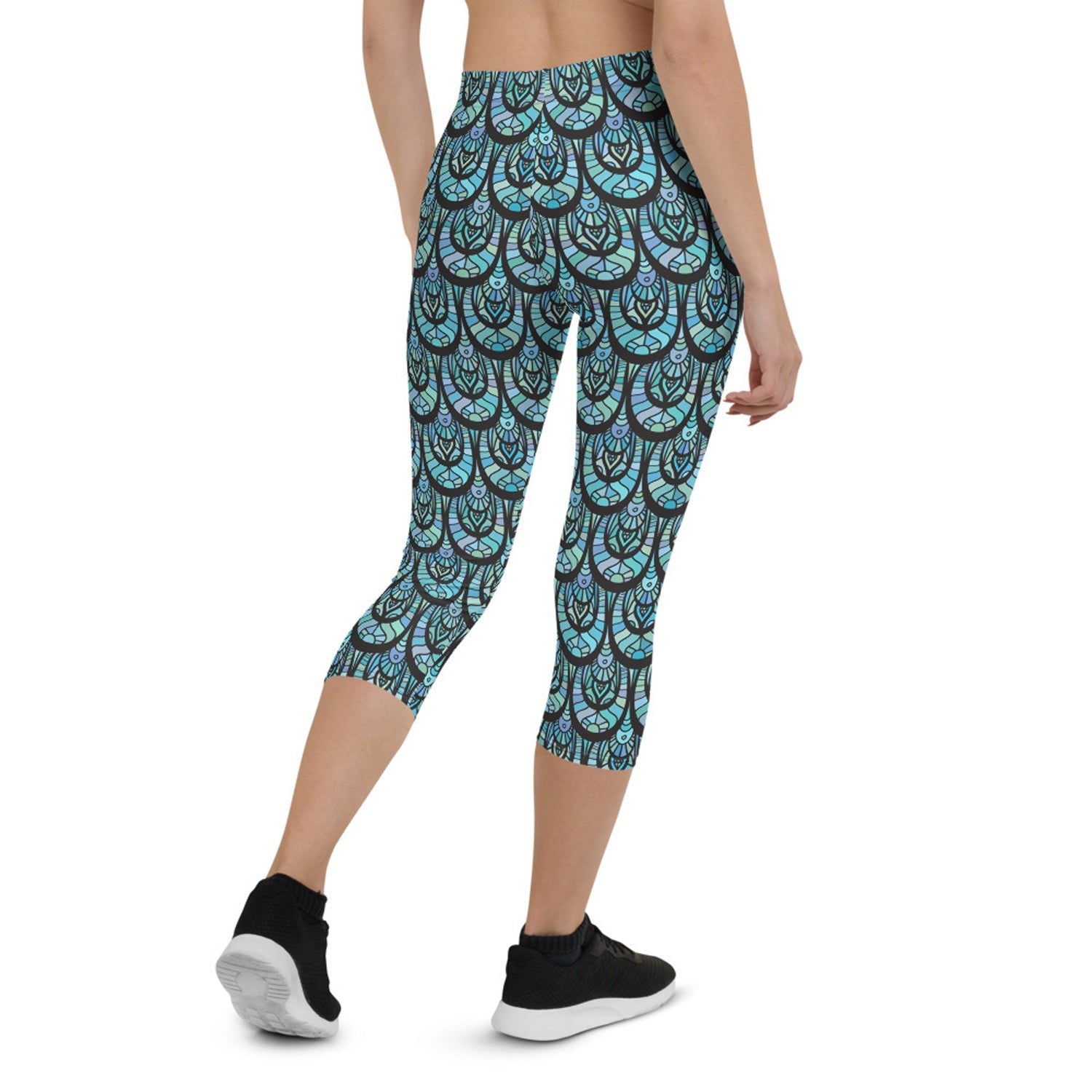 Ocean Mermaid Capri Leggings for Women - Anna's Shop