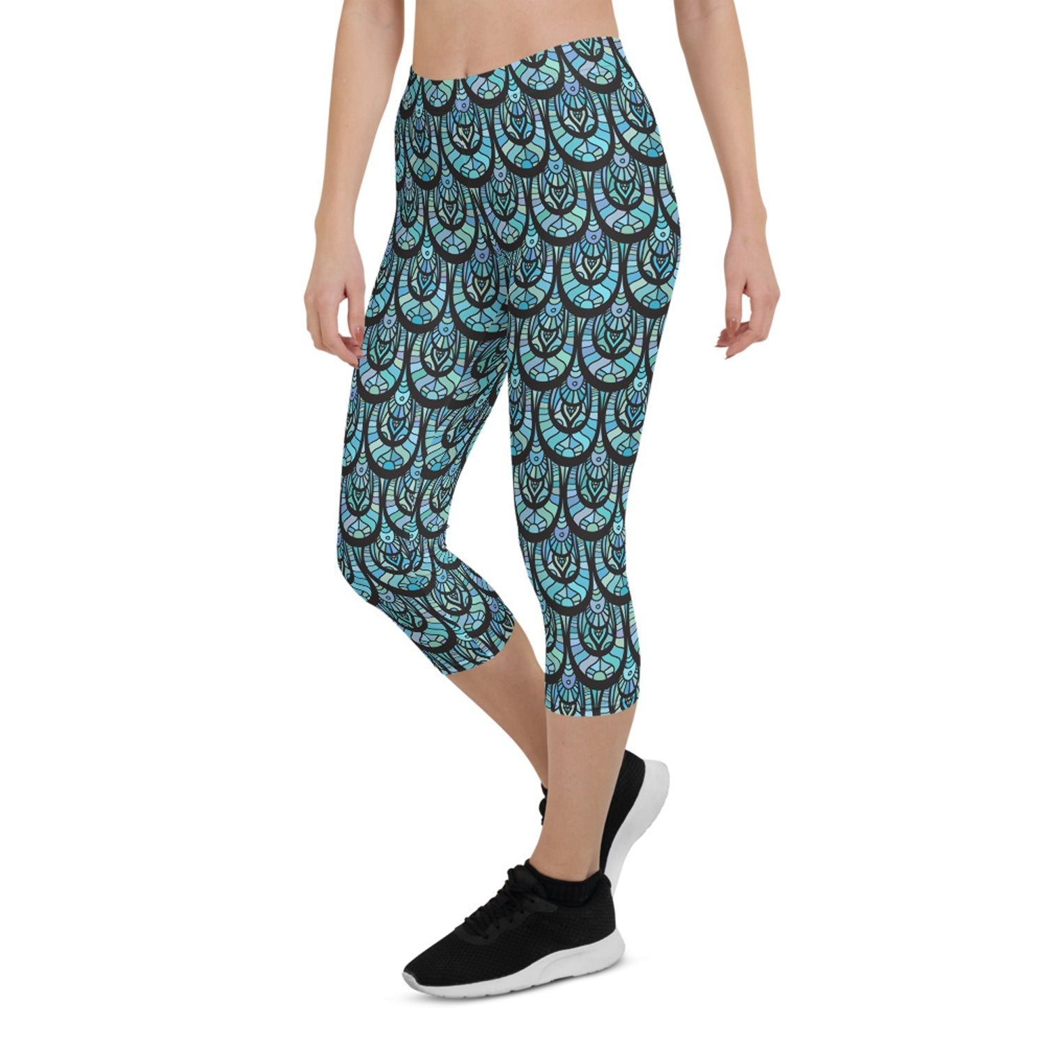 Ocean Mermaid Capri Leggings for Women - Anna's Shop