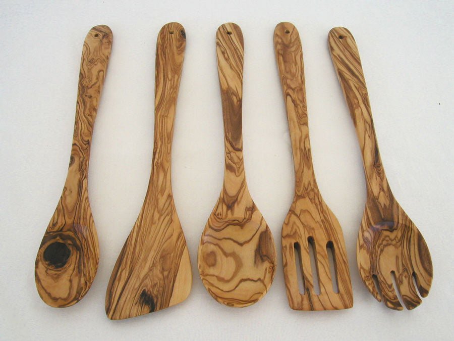 Olive Wood Kitchen Servers Set - 5 pcs - Anna's Shop