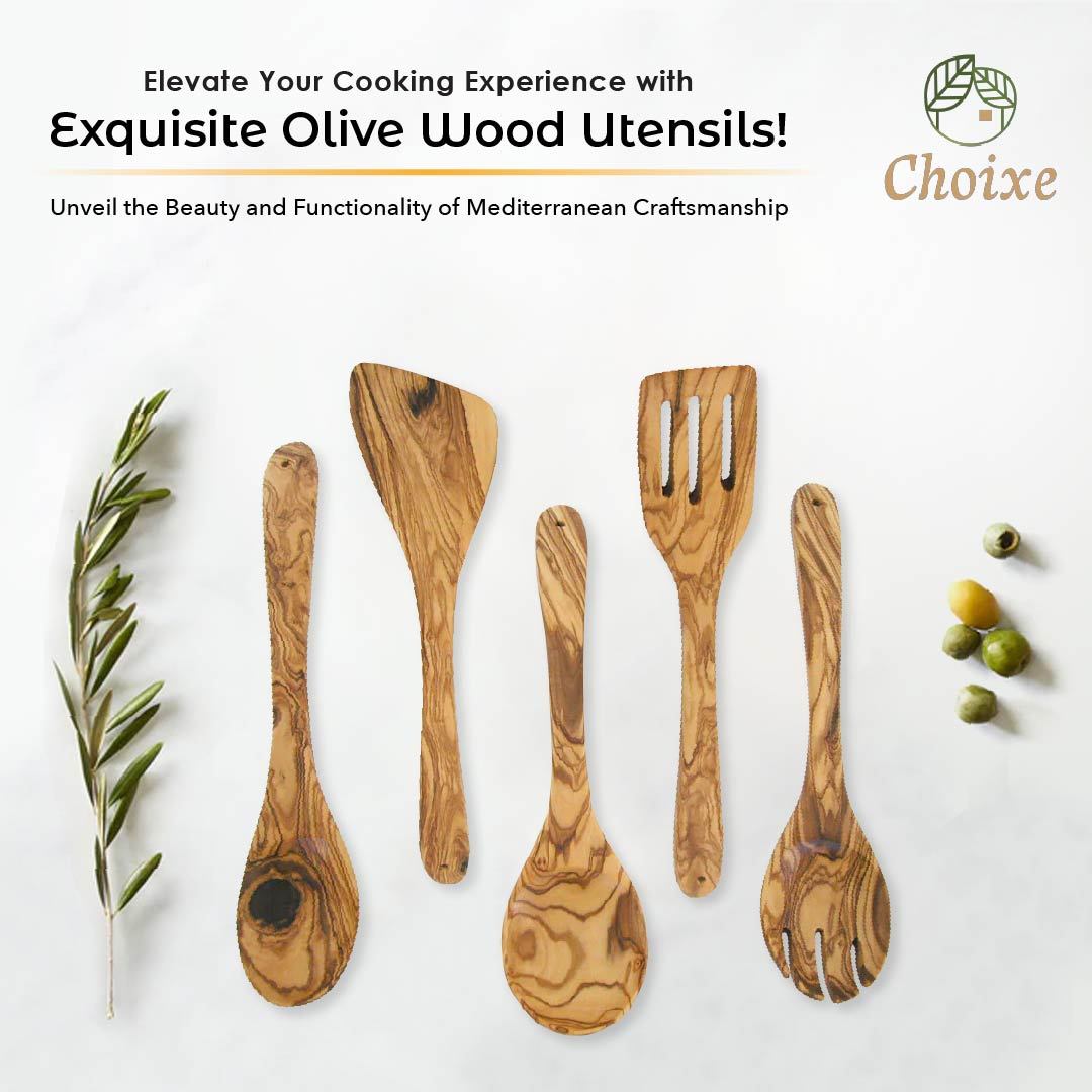 Olive Wood Kitchen Servers Set - 5 pcs - Anna's Shop