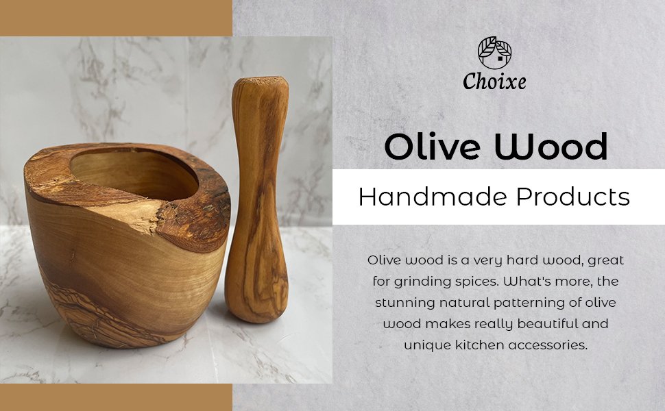 Olive Wood Rustic Mortar and Pestle - Anna's Shop