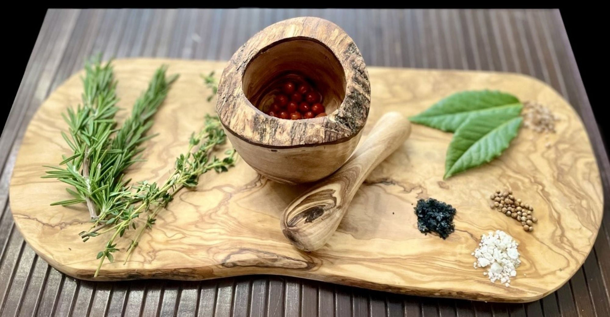 Olive Wood Rustic Mortar and Pestle - Anna's Shop