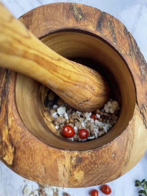 Olive Wood Rustic Mortar and Pestle - Anna's Shop