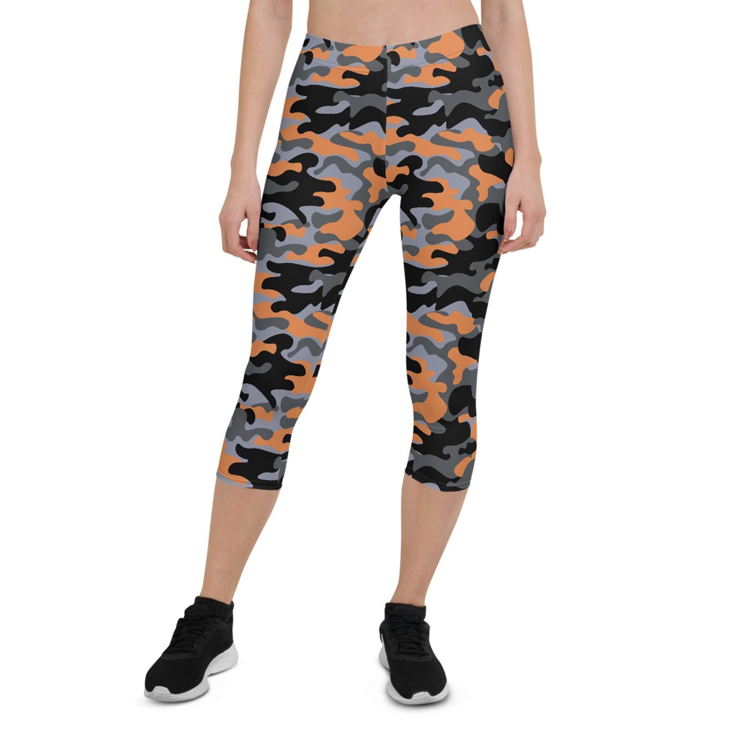 Orange and Gray Camo Capri Leggings for Women - Anna's Shop