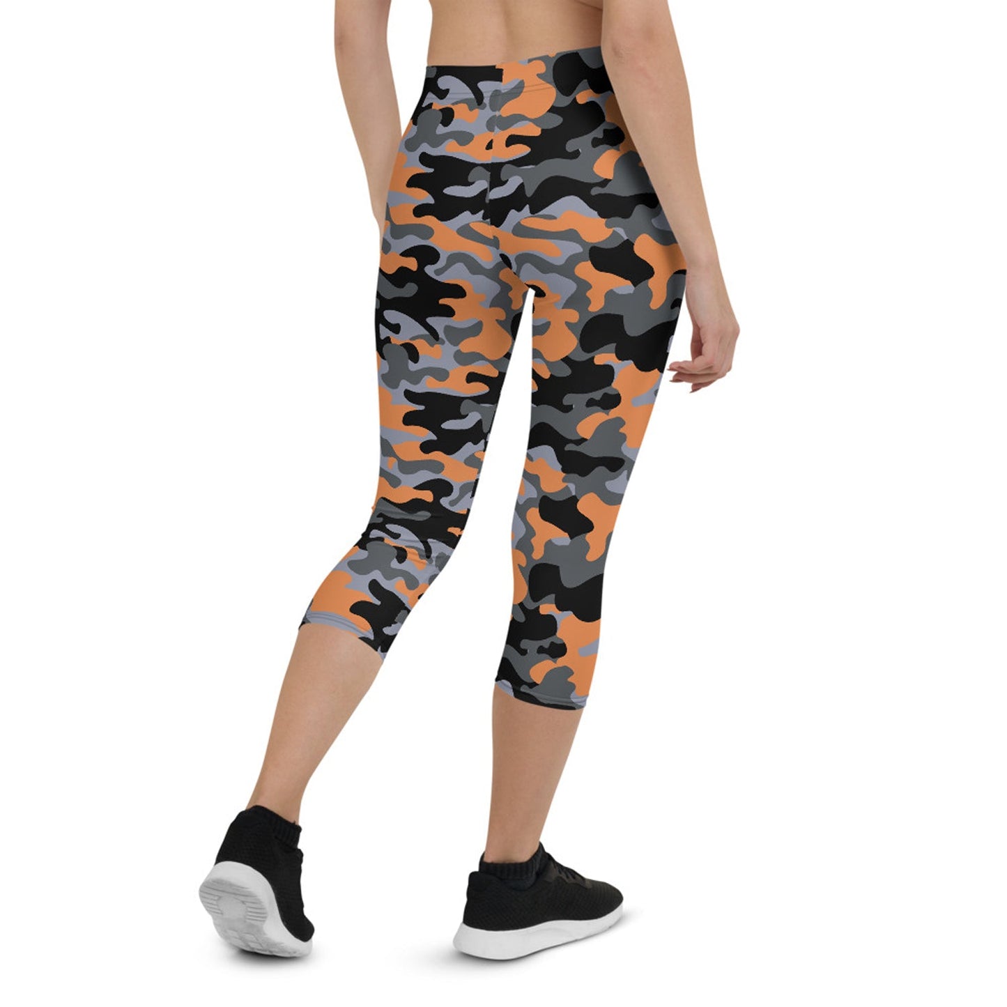 Orange and Gray Camo Capri Leggings for Women - Anna's Shop