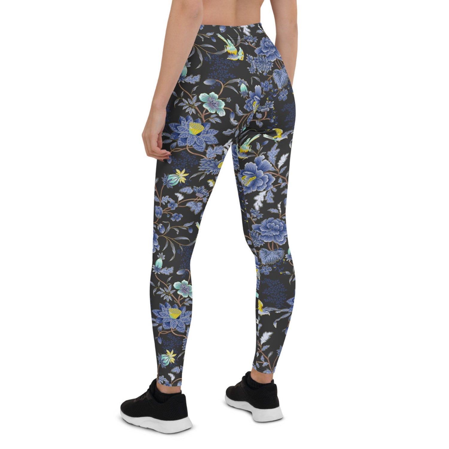 Oriental Floral Leggings on Dark Gray Background - Anna's Shop