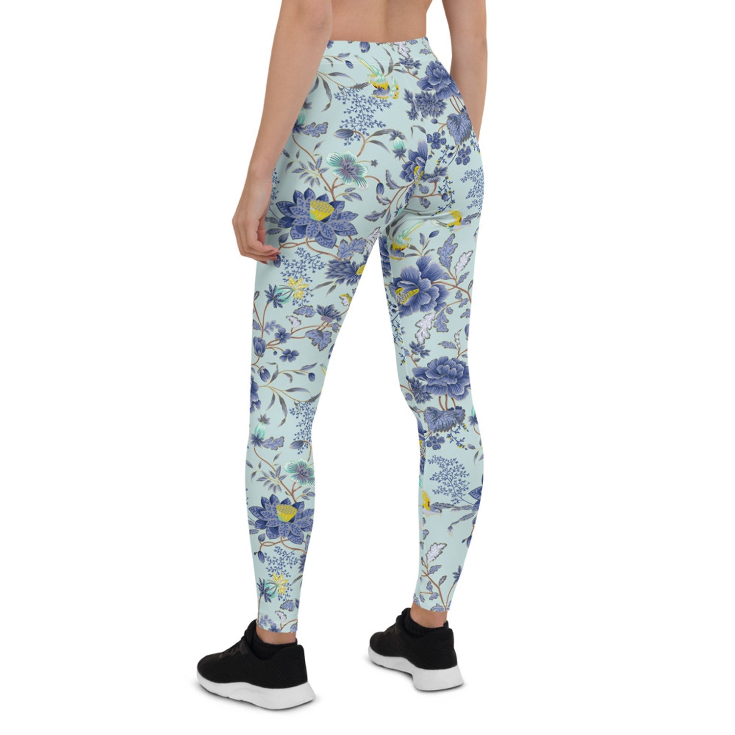 Oriental Floral Leggings on Light Blue Background - Anna's Shop