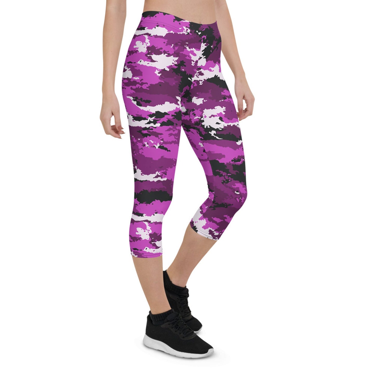 Pink and Purple Camo Capri Leggings - Anna's Shop