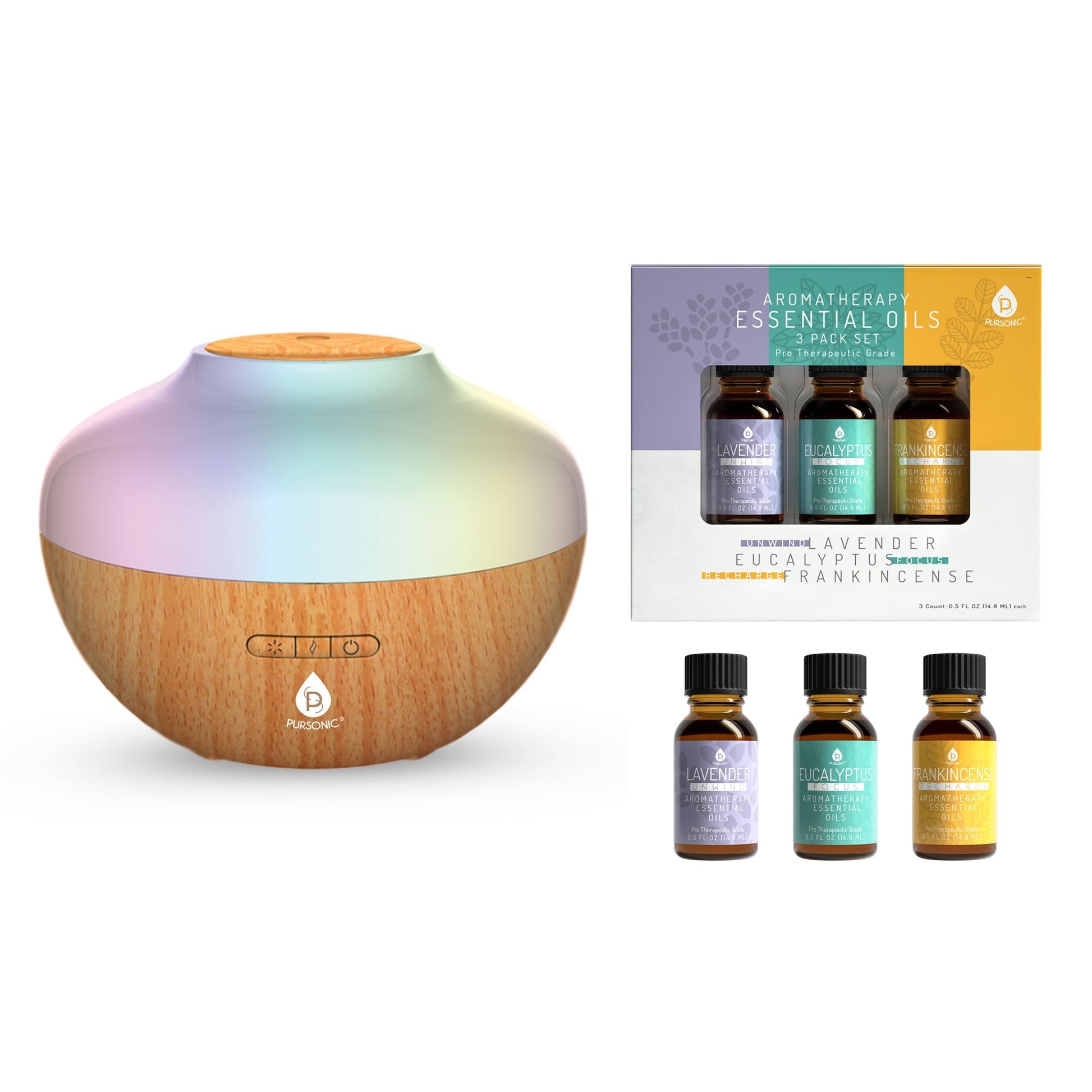 Pursonic Aromatherapy Diffuser & Essential Oil Set - Ultrasonic Top 3 - Anna's Shop