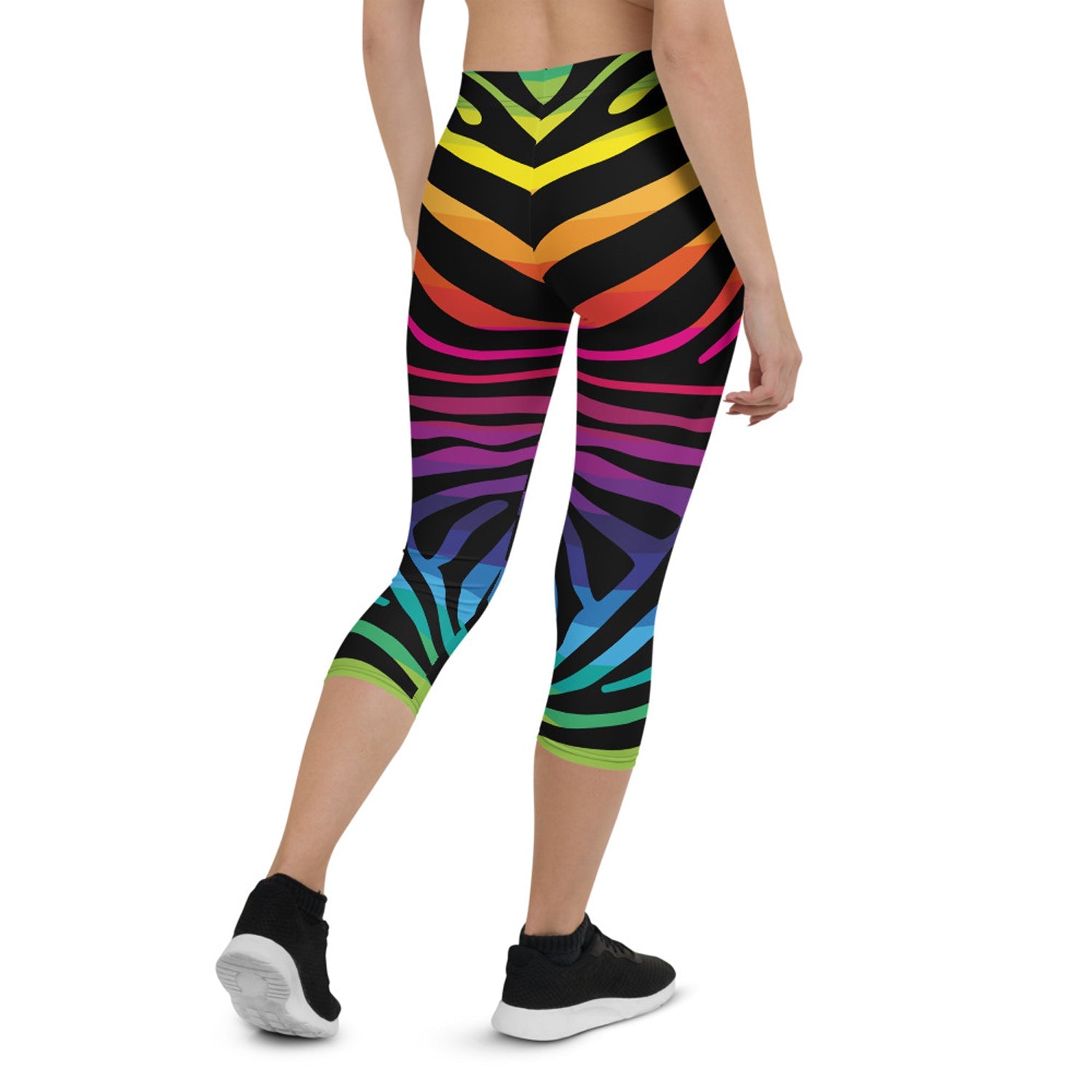 Rainbow Zebra Stripes Capri Leggings - Anna's Shop