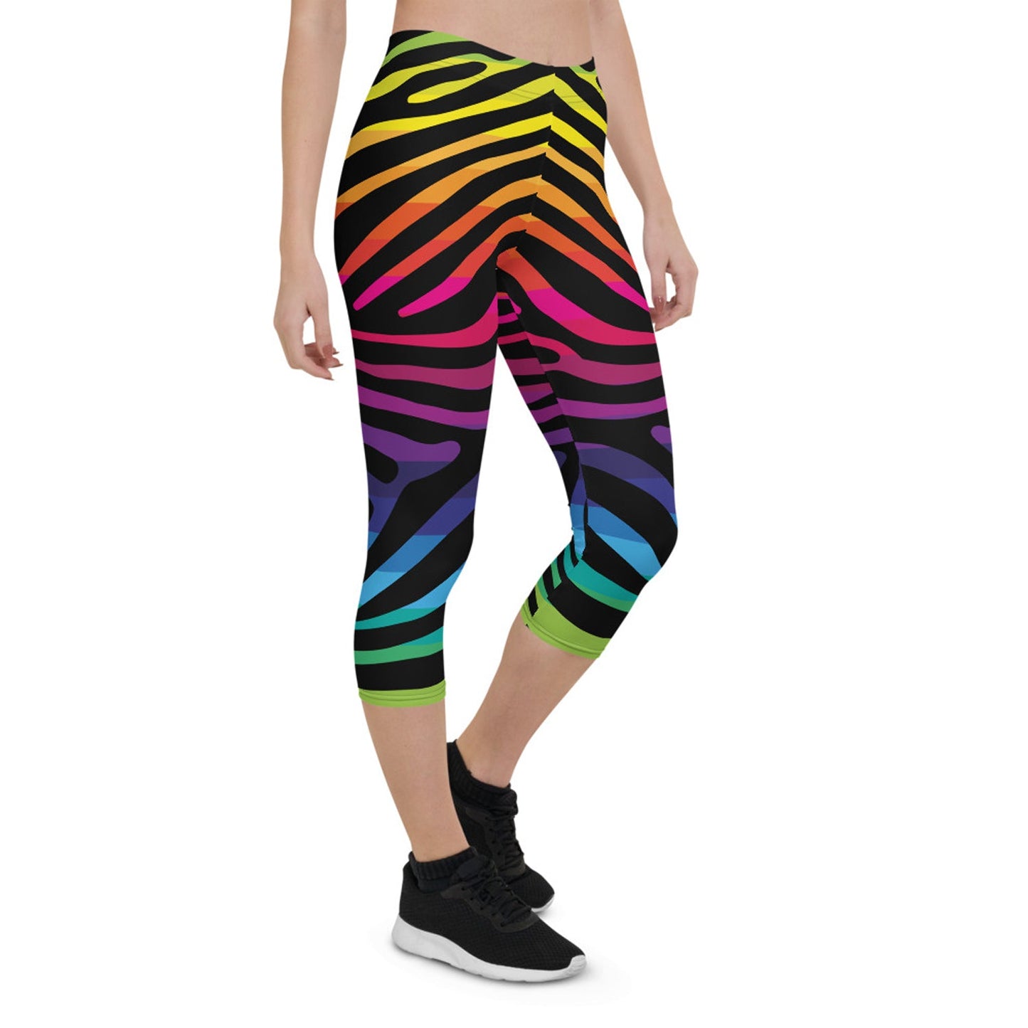 Rainbow Zebra Stripes Capri Leggings - Anna's Shop