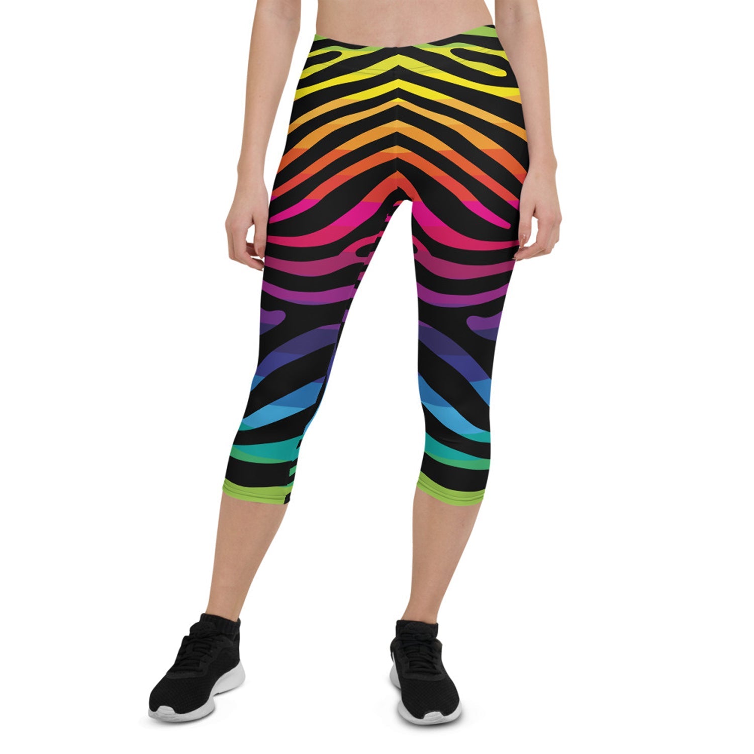 Rainbow Zebra Stripes Capri Leggings - Anna's Shop