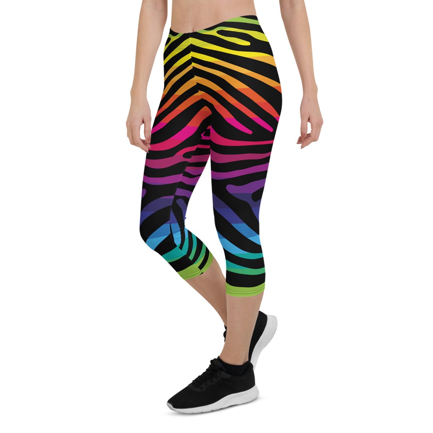 Rainbow Zebra Stripes Capri Leggings - Anna's Shop