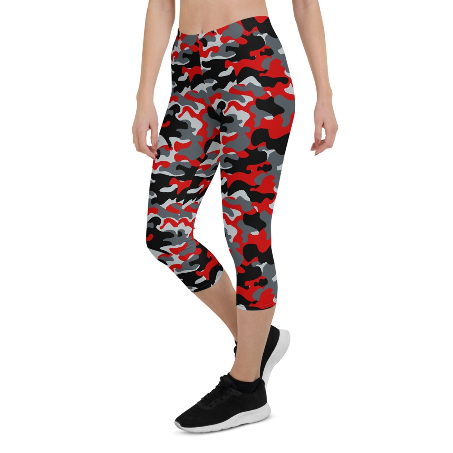 Red and Gray Camo Capri Leggings for Women - Anna's Shop