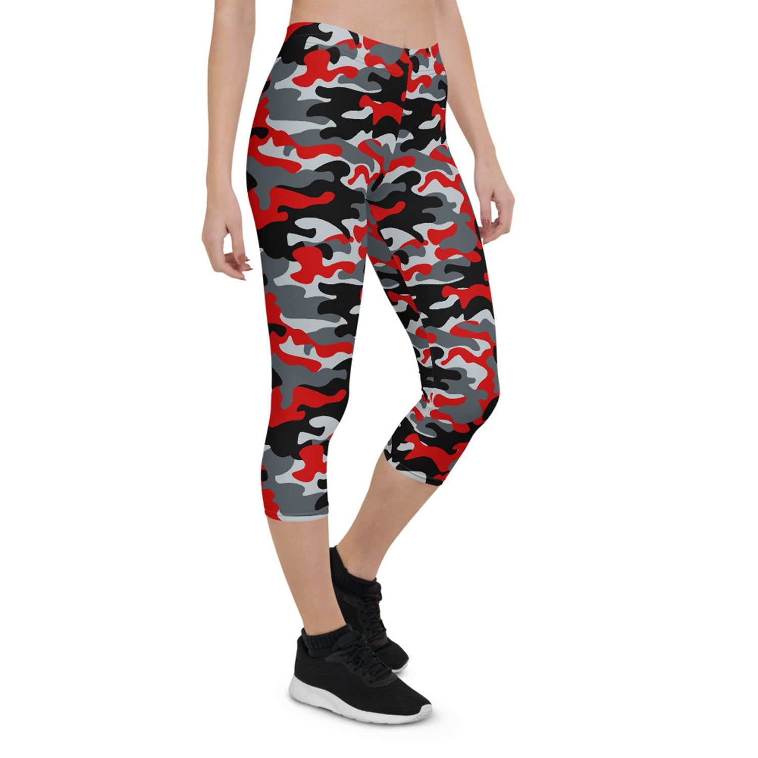 Red and Gray Camo Capri Leggings for Women - Anna's Shop